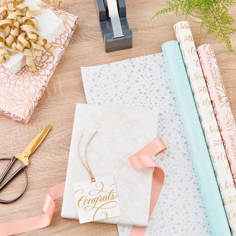 Hallmark Pretty Pastels 3-Pack Reversible Wrapping Paper 75 Sq. Ft. Total