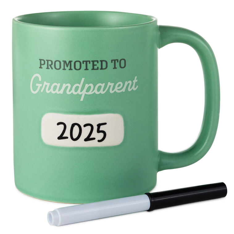 hallmark Promoted to Grandparent Personalizable Mug With Marker 13.5 oz