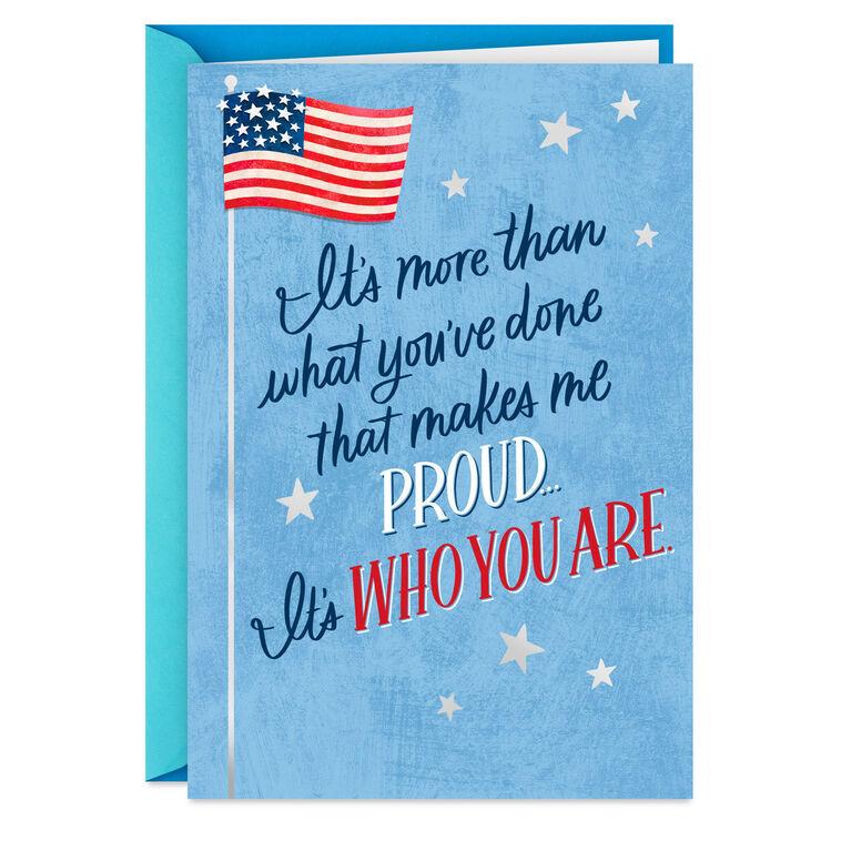hallmark Proud and Grateful American Flag and Stars Thank-You Card