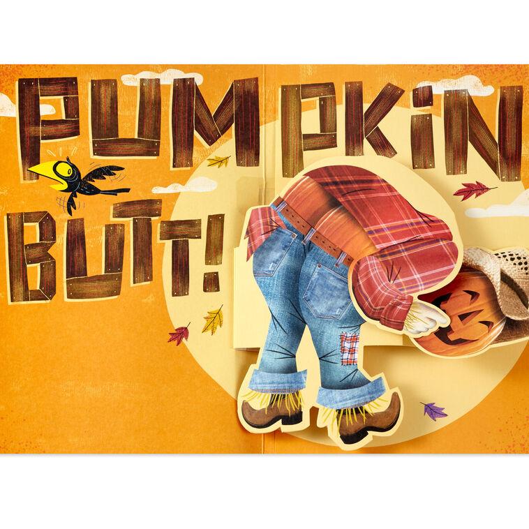 Hallmark Pumpkin Butt Scarecrow Funny Musical Pop-Up Halloween Card