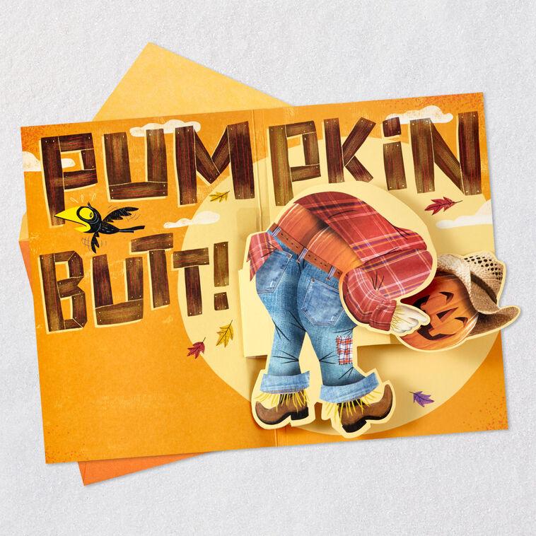 Hallmark Pumpkin Butt Scarecrow Funny Musical Pop-Up Halloween Card