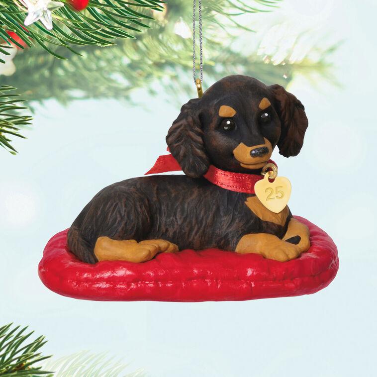Hallmark Puppy Love Long-Haired Dachshund 2025 Ornament