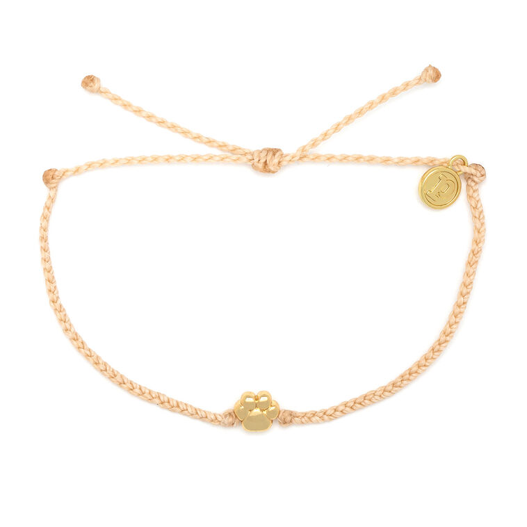 hallmark Pura Vida Paw Print Charm Beige Mini Braided Bracelet