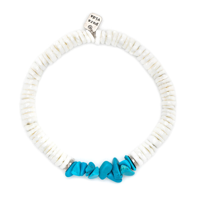 hallmark Pura Vida Puka Shell and Turquoise Stretch Bracelet