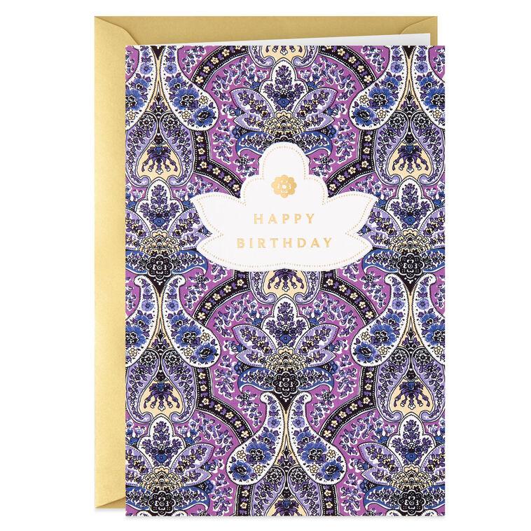 hallmark Purple Paisley Golden Moments Birthday Card