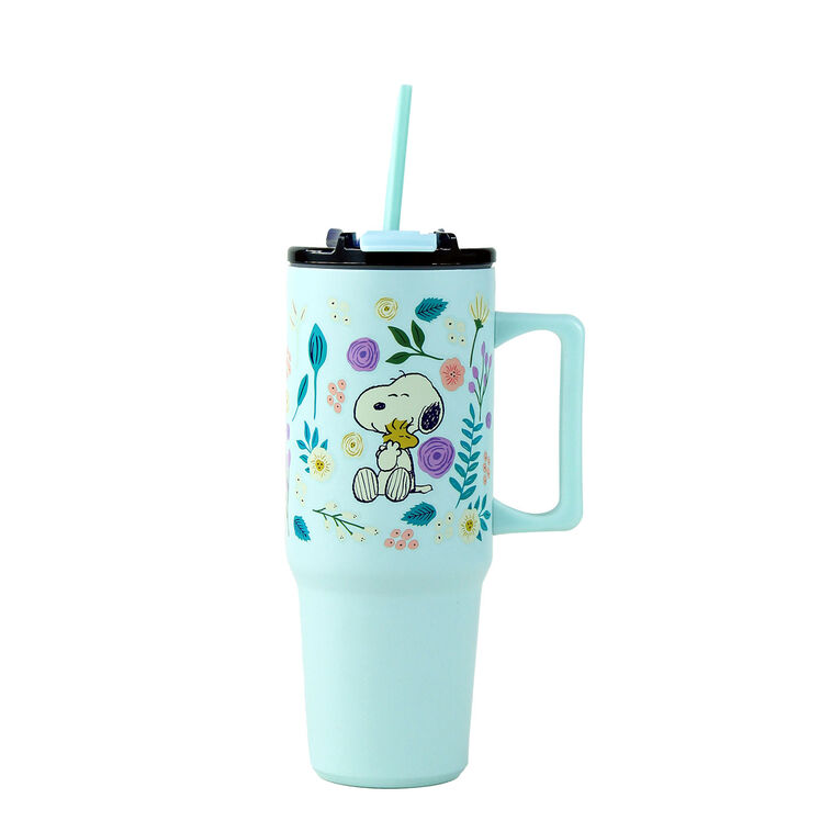 Hallmark R Squared Peanuts Snoopy Floral Aqua Stainless Steel Tumbler 30 Oz