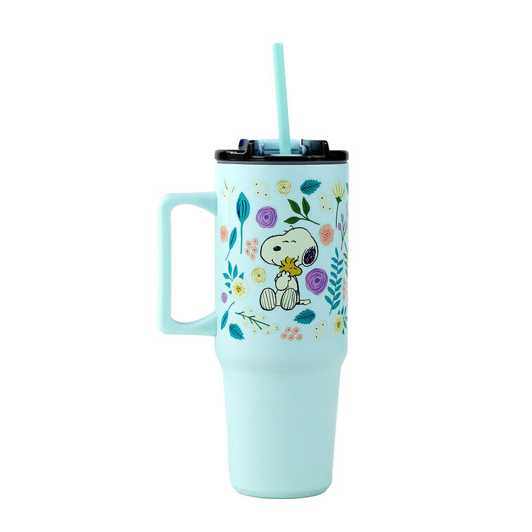 hallmark R Squared Peanuts Snoopy Floral Aqua Stainless Steel Tumbler 30 oz
