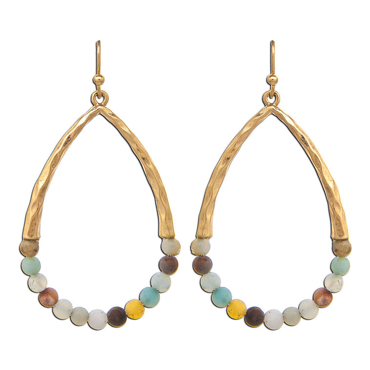 hallmark Rain Jewelry Beaded Teardrop Gold Metal Earrings