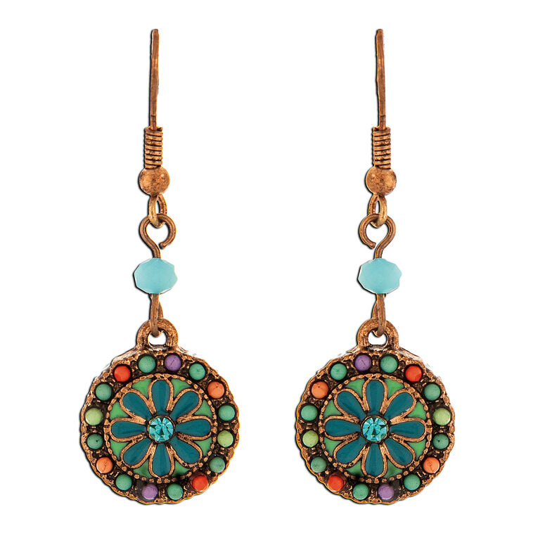 hallmark Rain Jewelry Blue Enamel Flower Drop Earrings