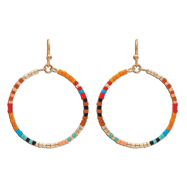 hallmark Rain Jewelry Colorful Seed Bead Hoop Earrings