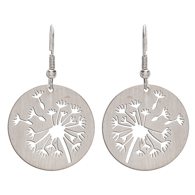 hallmark Rain Jewelry Dandelion Cutout Silver Metal Earrings