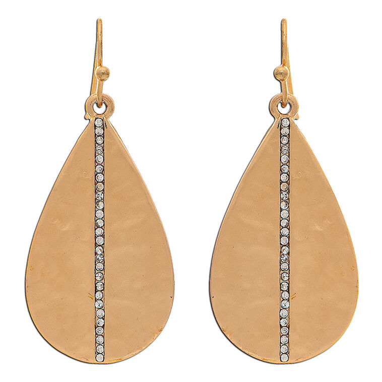 hallmark Rain Jewelry Gold Metal Teardrop and Crystal Stripe Earrings