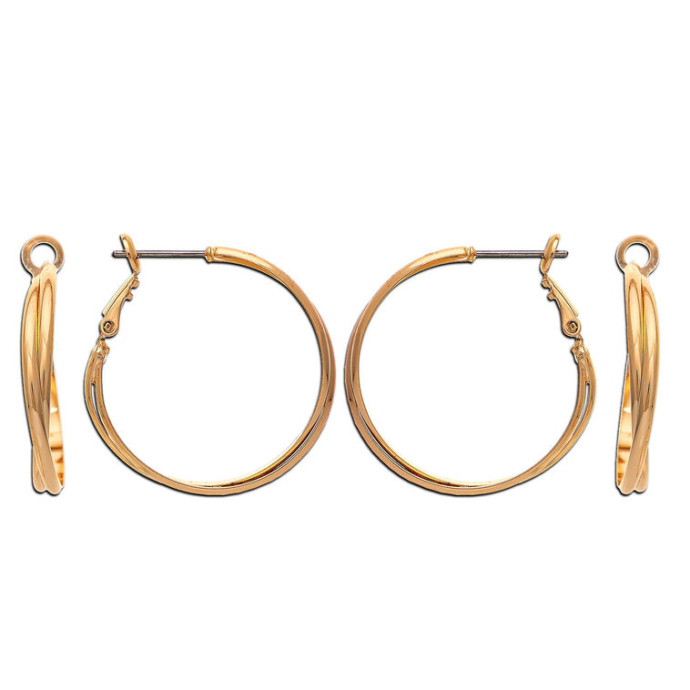 hallmark Rain Jewelry Gold Metal Twisted Hoop Earrings
