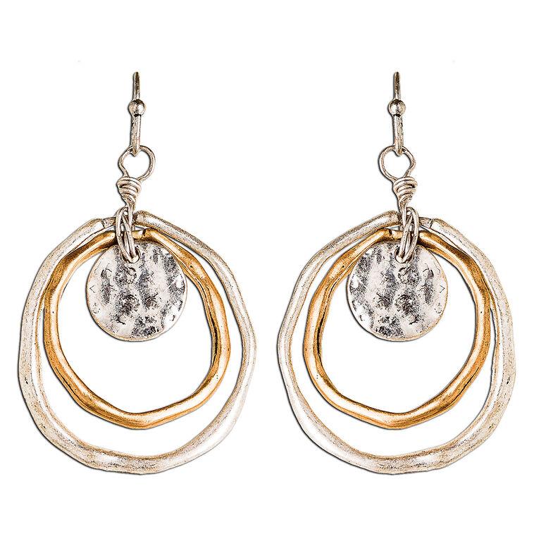 hallmark Rain Jewelry Hammered Disc Mixed Metal Drop Earrings