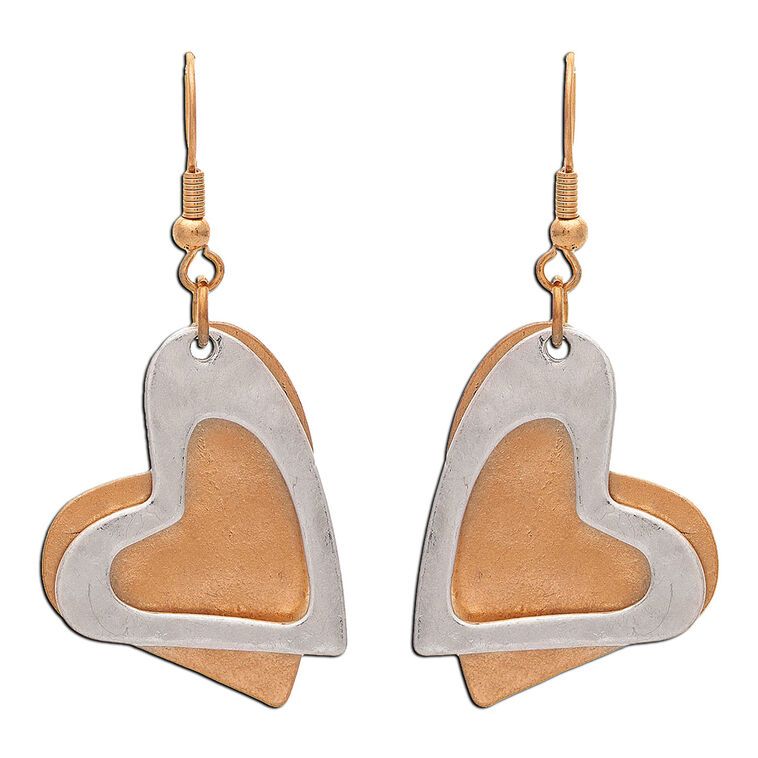 hallmark Rain Jewelry Layered Hearts Mixed Metal Drop Earrings