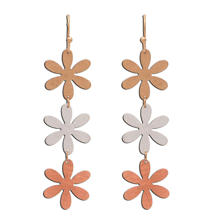 hallmark Rain Jewelry Mixed Metal Linked Flower Earrings