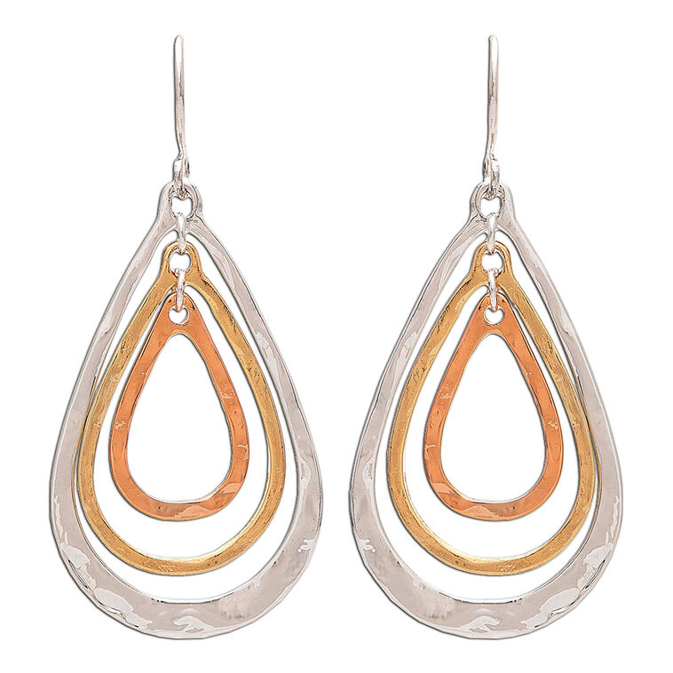 hallmark Rain Jewelry Mixed Metal Triple Teardrop Earrings