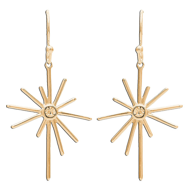 hallmark Rain Jewelry Mod Starburst Gold Metal Earrings