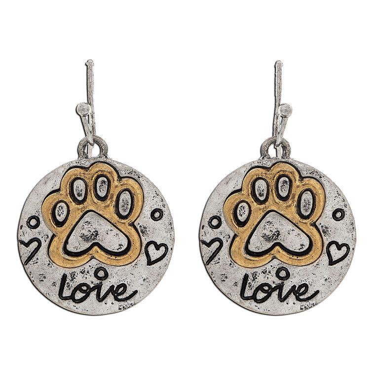 hallmark Rain Jewelry Paw Print Mixed Metal Earrings