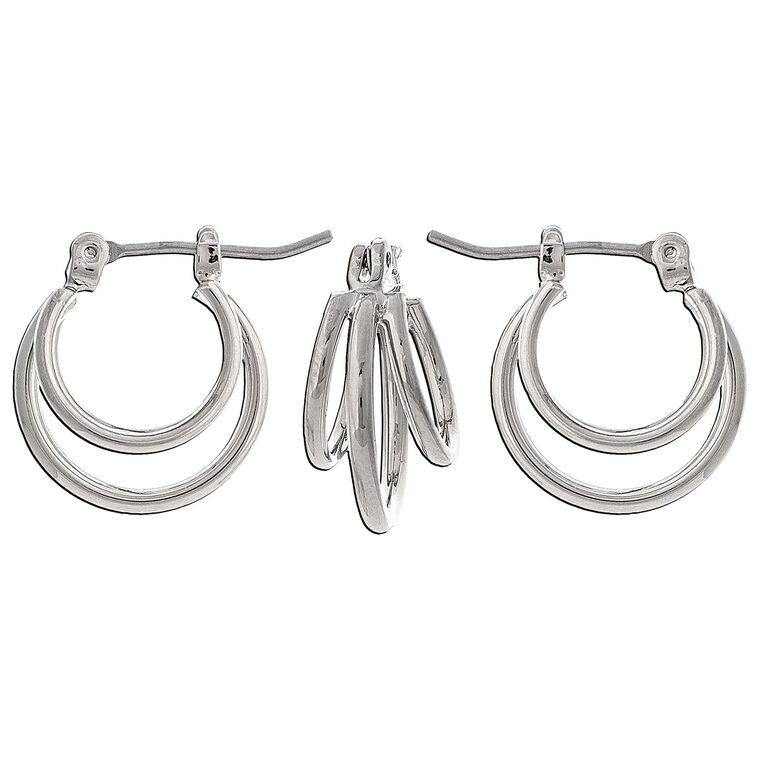 hallmark Rain Jewelry Silver Metal Hoop Trio Earrings