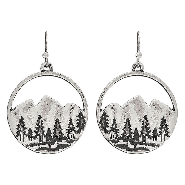 hallmark Rain Jewelry Silver Metal Mountain Silhouette Drop Earrings