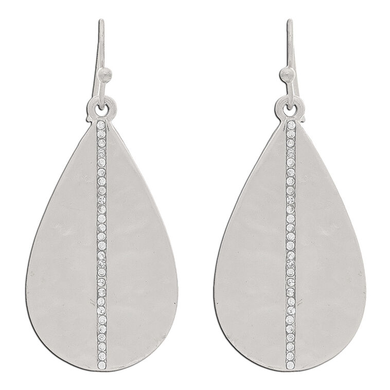 hallmark Rain Jewelry Silver Metal Teardrop and Crystal Stripe Earrings