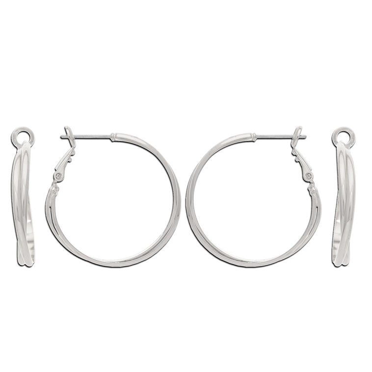 hallmark Rain Jewelry Silver Metal Twisted Hoop Earrings