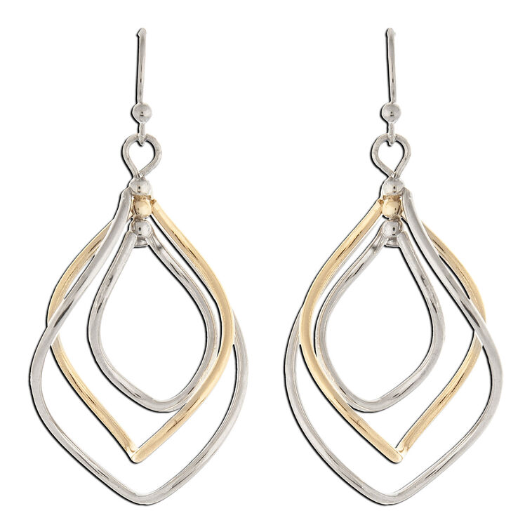 hallmark Rain Jewelry Triple Twist Silver and Gold Metal Earrings