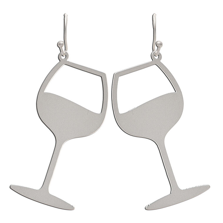hallmark Rain Jewelry Wine Glasses Silver Metal Earrings