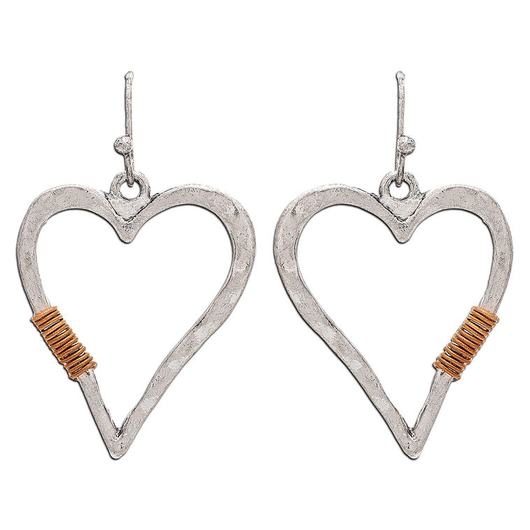 hallmark Rain Jewelry Wire-Wrapped Silver Heart Earrings