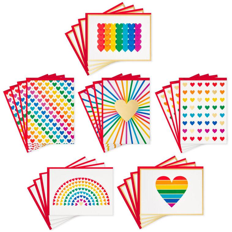 hallmark Rainbow Hearts Boxed Blank Notes Assortment Pack of 24