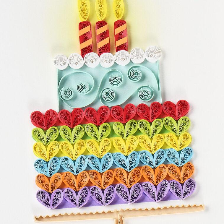 Hallmark Rainbow Hearts Cake Quilled Paper Handmade Birthday Card