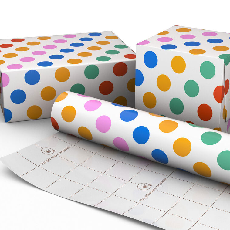 Hallmark Rainbow Polka Dots Wrapping Paper Mini Roll 38.8 Sq. Ft