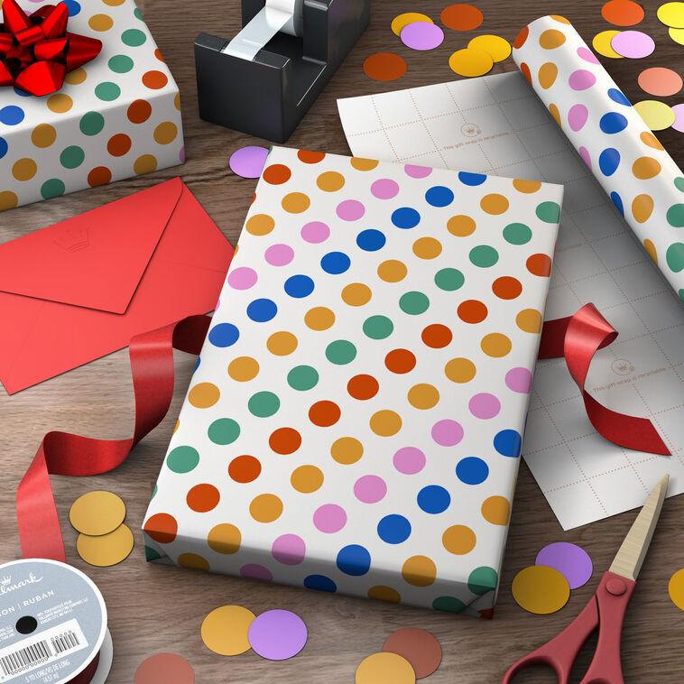 Hallmark Rainbow Polka Dots Wrapping Paper Mini Roll 38.8 Sq. Ft