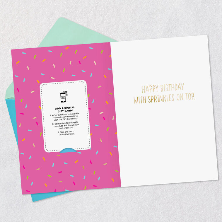 Hallmark Rainbow Sprinkles Donut Gift Card Greeting Funny Birthday Card