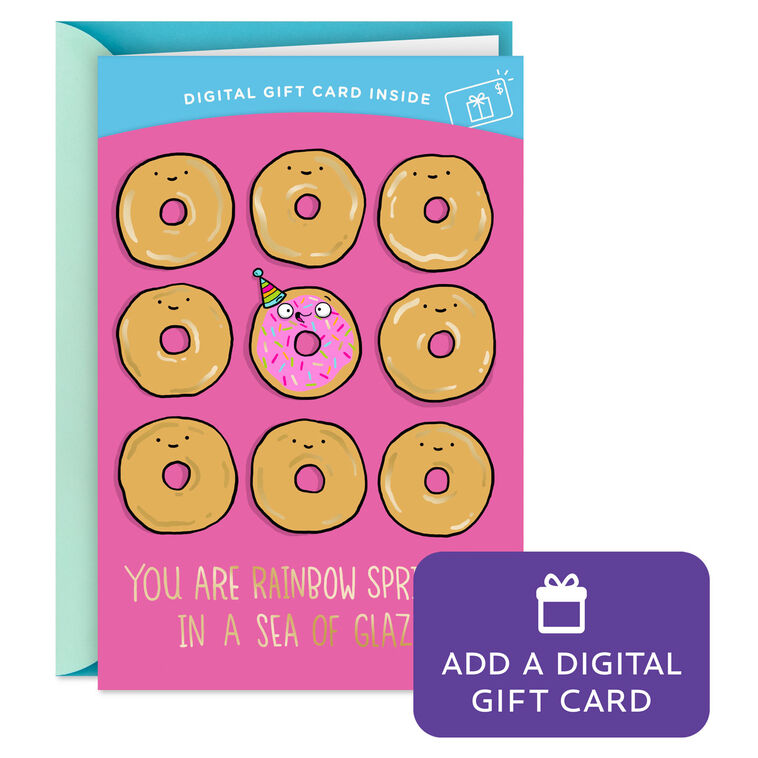 hallmark Rainbow Sprinkles Donut Gift Card Greeting Funny Birthday Card