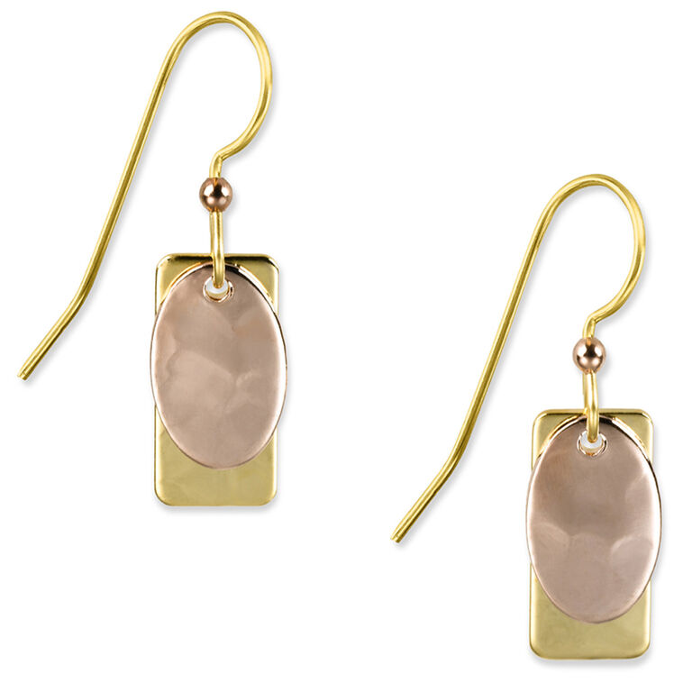 hallmark Rectangle and Oval Layered Metal Drop Earrings