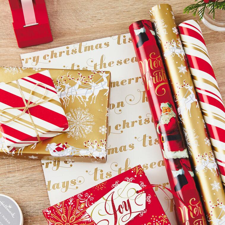 Hallmark Red And Gold 3-Pack Reversible Christmas Wrapping Paper 120 Sq. Ft