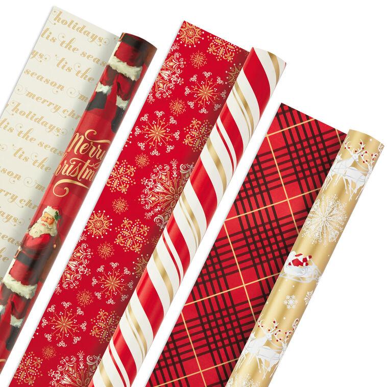 hallmark Red and Gold 3-Pack Reversible Christmas Wrapping Paper 120 sq. ft