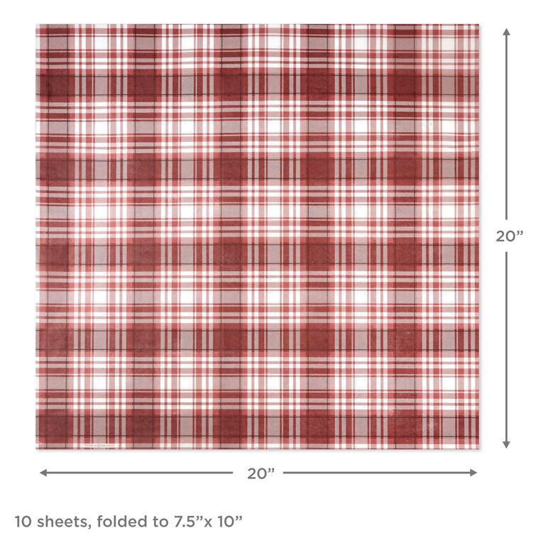 Hallmark Red And White Holiday Plaid Tissue Paper With Gift Tag Stickers 10 Sheets
