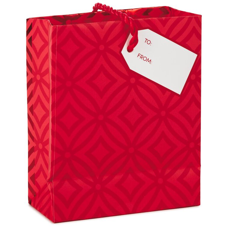 Hallmark Red Geometric Designs Gift Card Holder Mini Bag 4.5"