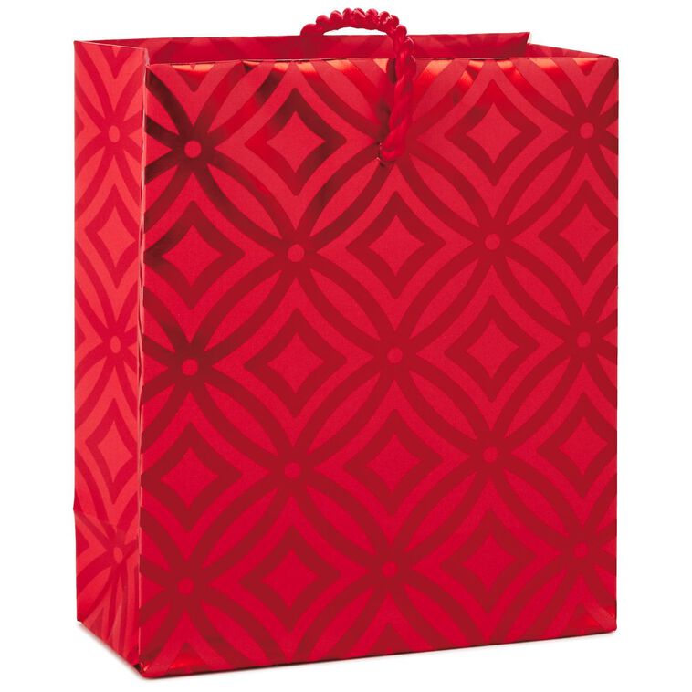 hallmark Red Geometric Designs Gift Card Holder Mini Bag 4.5"