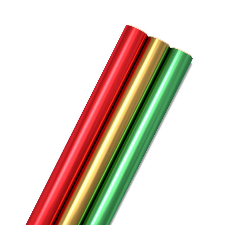 hallmark Red Green Gold Foil 3-Pack Christmas Wrapping Paper 60 sq. ft