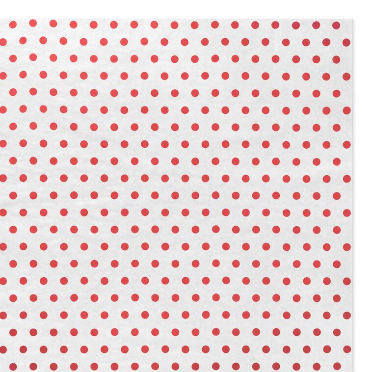 Hallmark Red Polka Dots On White Tissue Paper 6 Sheets