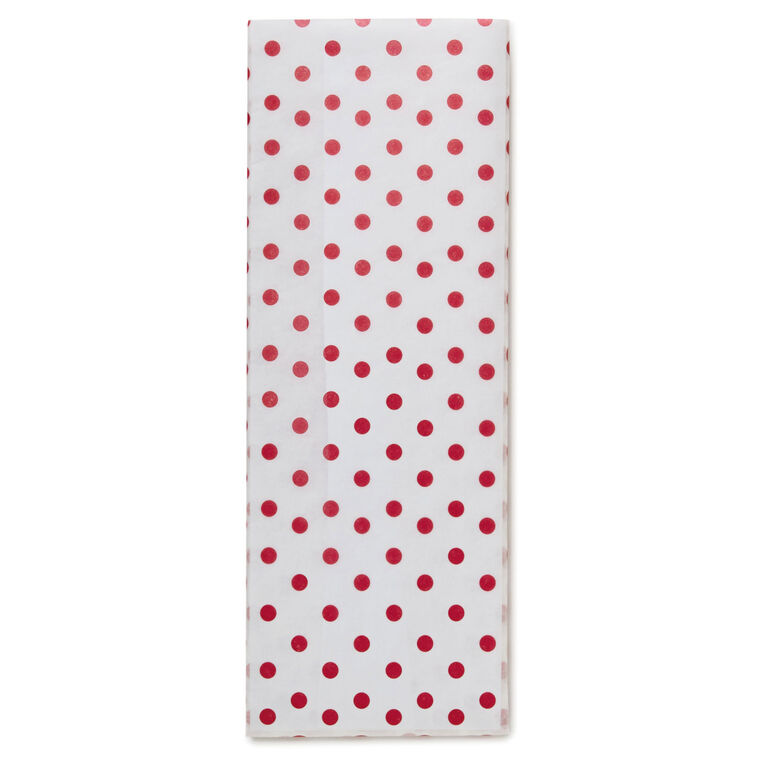 hallmark Red Polka Dots on White Tissue Paper 6 sheets