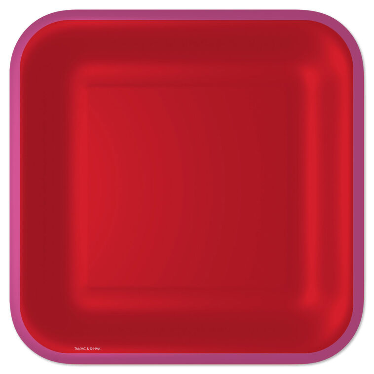 hallmark Red With Pink Edge Square Dinner Plates Set of 8