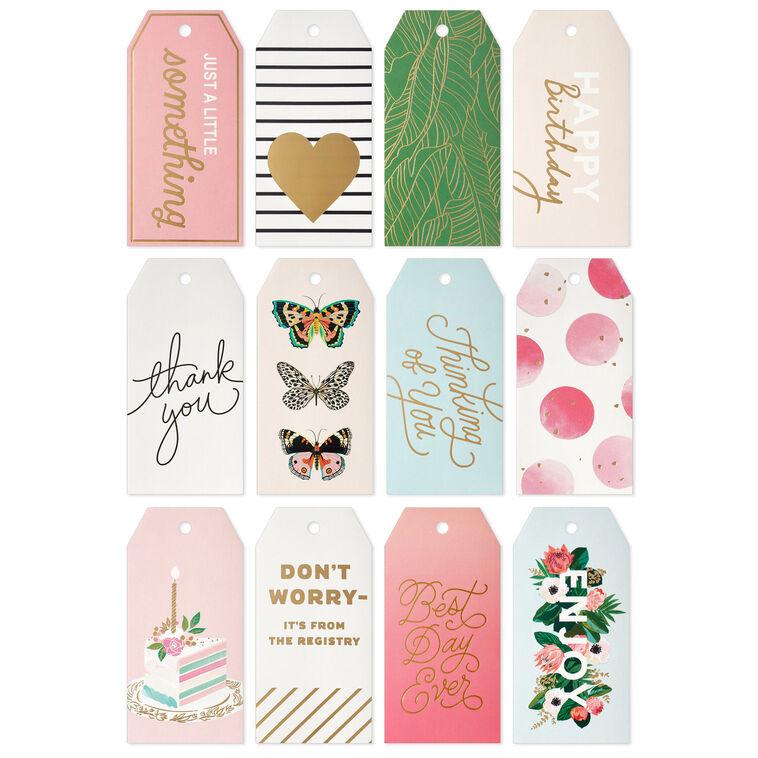 hallmark Refined Patterns 12-Pack Assorted Large Gift Tags