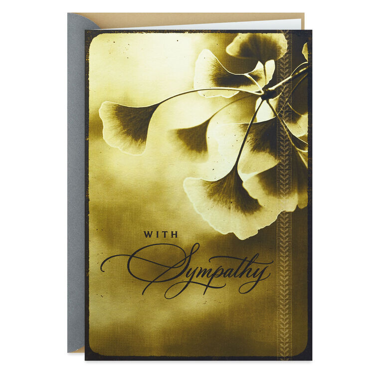 hallmark Remembering Him Gilded Leaves Sympathy Card