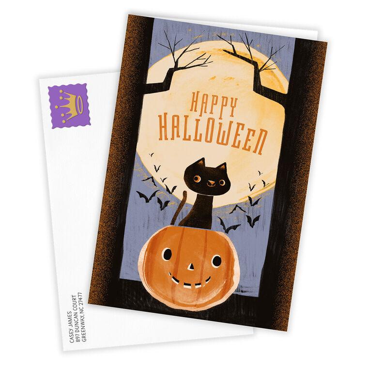 Hallmark Retro Cat And Pumpkin Custom Halloween Card