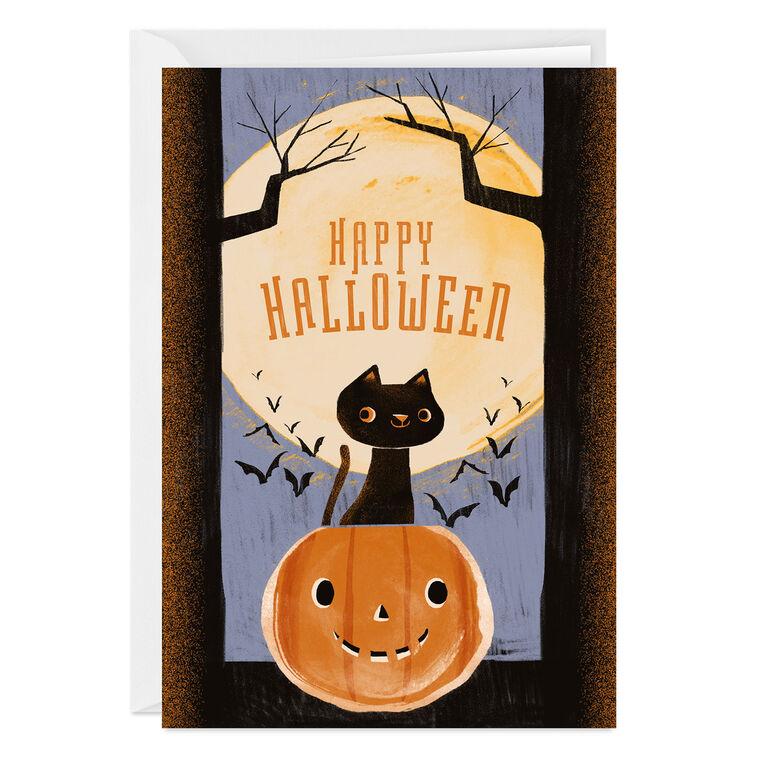 hallmark Retro Cat and Pumpkin Custom Halloween Card